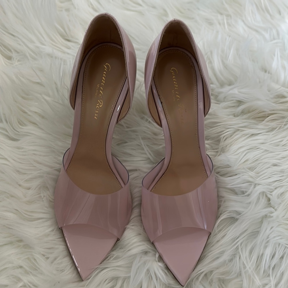 Gianvitto Rossi Pointed Toe d’Orsay Pump (Size 38.5, Light Pink)